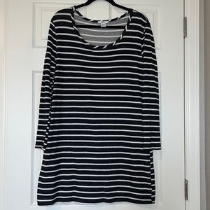 Bar III Black With White Stripes Long Sleeved Dress Size XL